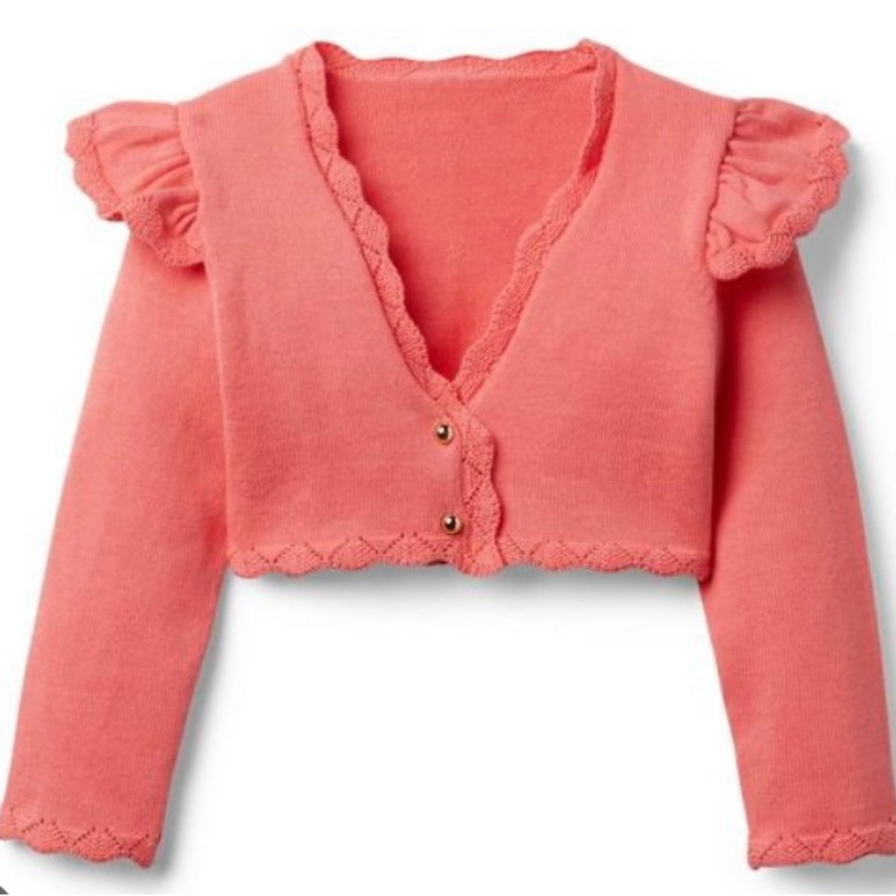 Janie and Jack CROPPED RUFFLE SHOULDER CARDIGAN